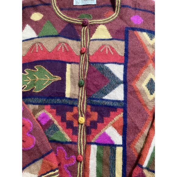 Alpaca Collection Inca maki Peruvian sweater cardigan 100% alpaca sz M - Picture 8 of 9